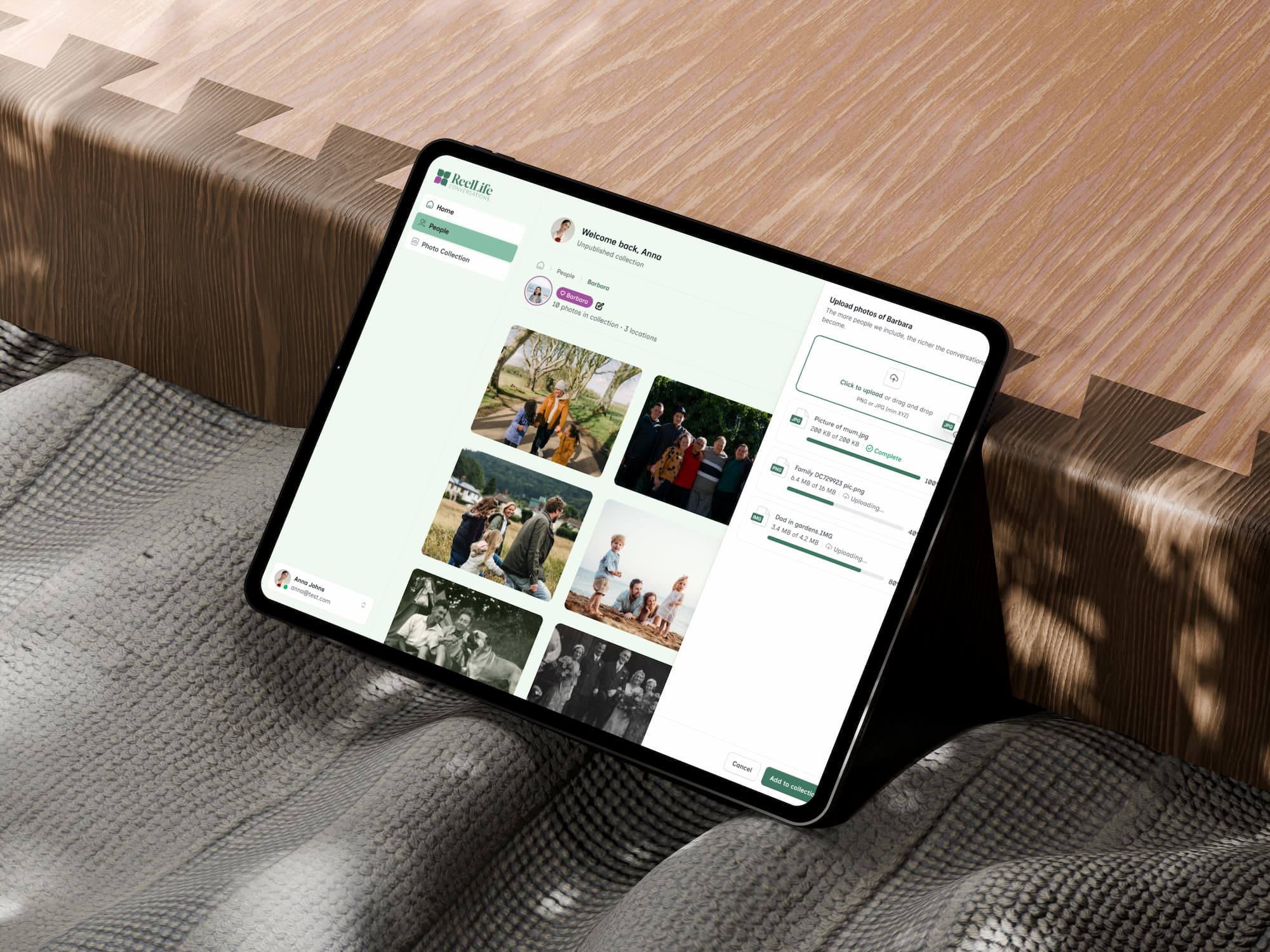 Reel Life Conversations app shown on a tablet